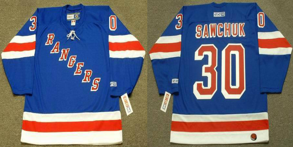 2019 Men New York Rangers 30 Sawchuk blue CCM NHL jerseys